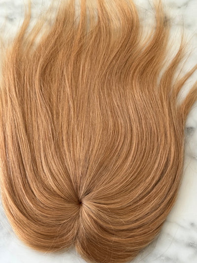 Tillstyle top hair piece 100%human hair honey blonde clip in hair toppers for thinning crown