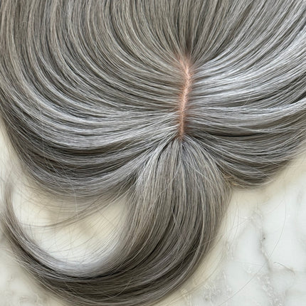 Tillstyle grey hair topper with bangs/real part