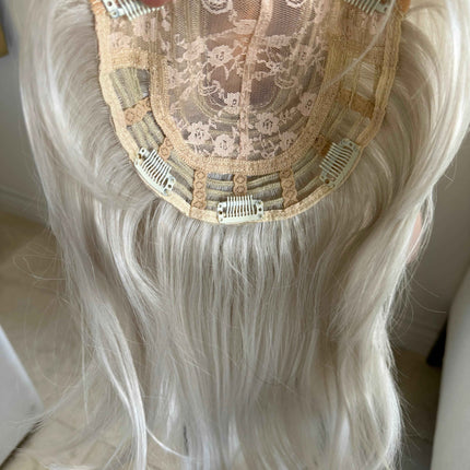 Tillstyle creamy white hair topper with  butterfly bangs