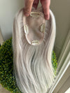 Tillstyle white blonde grey virgin human hair topper mono base