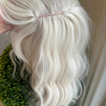 Till style creamy white hair toppers for women  with bangs loose body wave