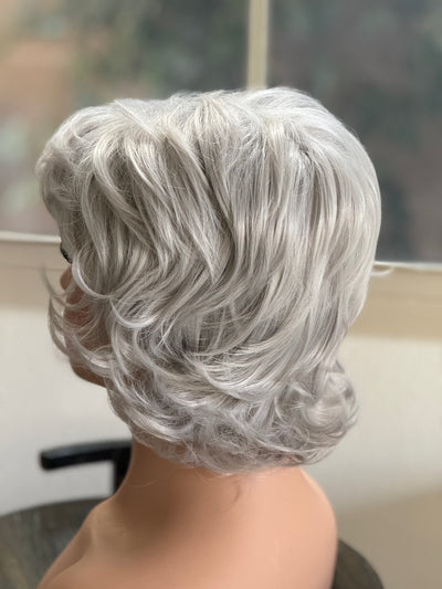 Tillstyle  grey white curly wig /short wig