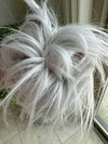 Tillstyle silver grey messy hair bun straight hair bun pieces hair scrunchie elastic hair bun