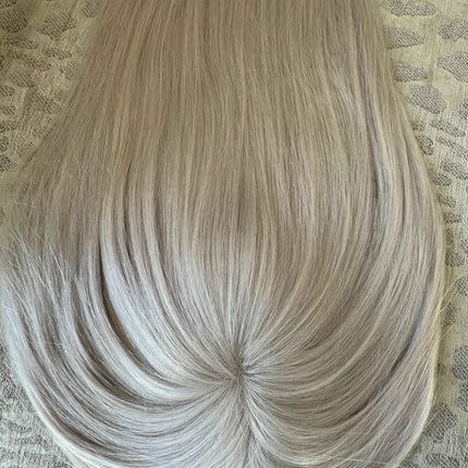 White blonde  /ice blonde virgin human hair topper base 3 x 5 mono mesh base clip in hair extensions