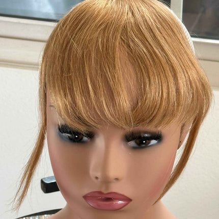 Tillstyle clip in 100 % human hair french bangs  caramel blonde