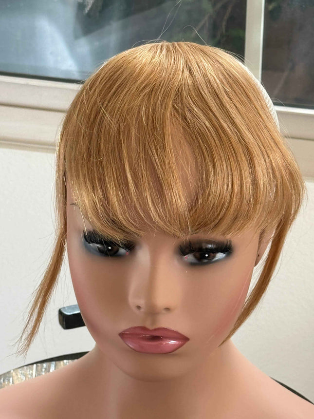 Tillstyle clip in 100 % human hair french bangs  caramel blonde