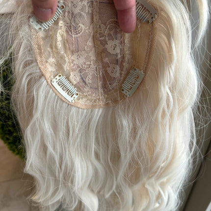 Till style creamy white hair toppers for women  with bangs loose body wave