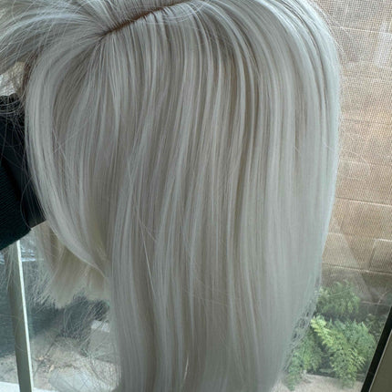 White straight wig with bangs