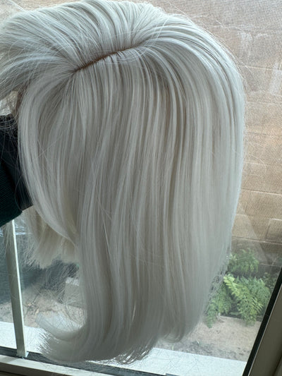 White straight wig with bangs