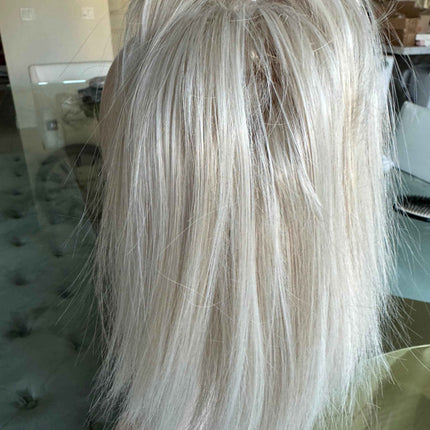 Tillstyle light platinum blonde white blonde clip in ponytail extension  straight hair clip in pony tail