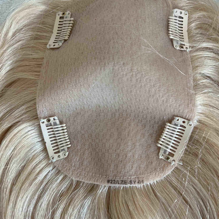 Tillstyle Human Hair Topper clip in hair piece real part Light Blonde clip in mono mesh base