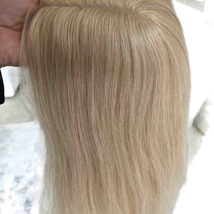 Tillstyle Human Hair Topper clip in hair piece real part Light Blonde clip in mono mesh base