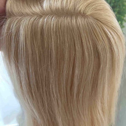 Tillstyle Human Hair Topper clip in hair piece real part Light Blonde clip in mono mesh base