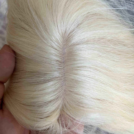 Till style human Hair Topper clip in hair piece Women Platinum Blonde