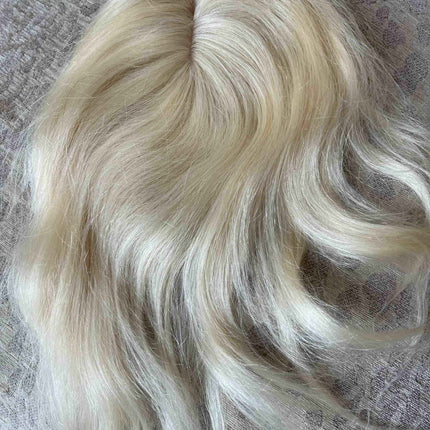 Till style human Hair Topper clip in hair piece Women Platinum Blonde