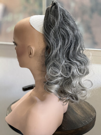 Tillstyle  grey salt and pepper clip in ponytail clip in pony tail