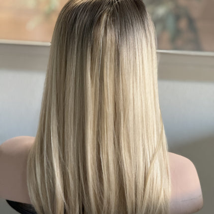 Tillstyle  blonde with ash brown roots hair toppers with bangs