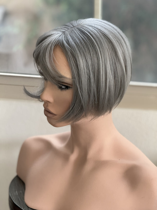 Tillstyle grey hair topper with bangs