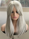 Till style  grey  hair toppers for women  with butterfly bangs