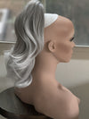 Tillstyle  light grey /white ends claw clip ponytail