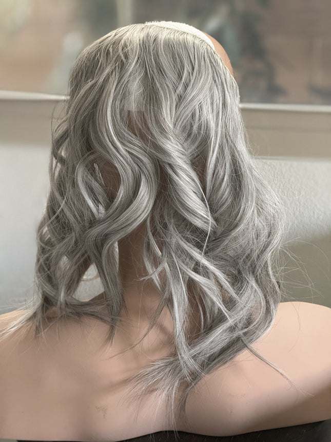 Till style grey loose body wave invisible wire hair extensions