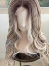 Tillstyle long ash brown bleach blonde wavy wig for women 26 inch middle part curly wavy wig