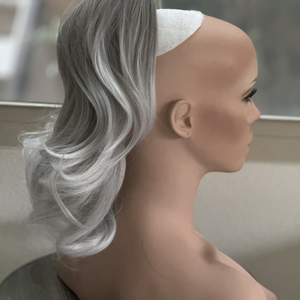 Tillstyle  light grey /white ends claw clip ponytail