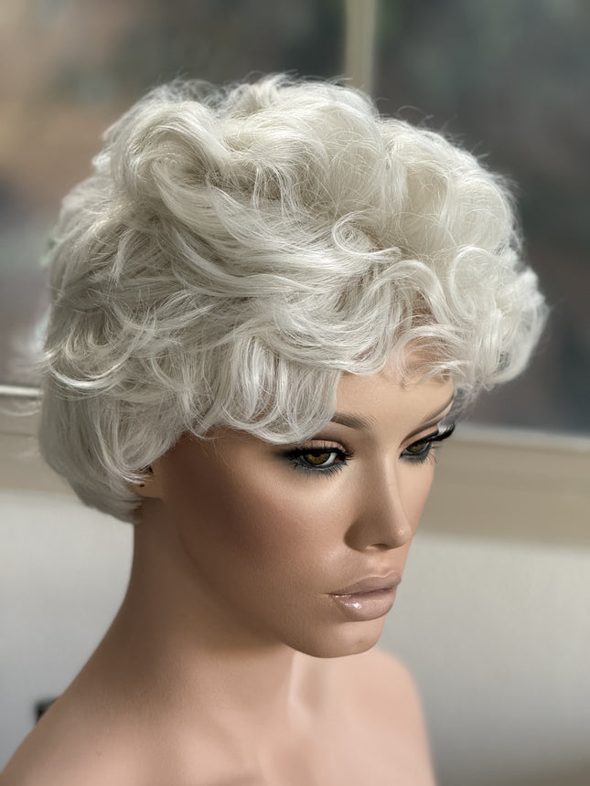 Tillstyle  pale white curly wig /short wig