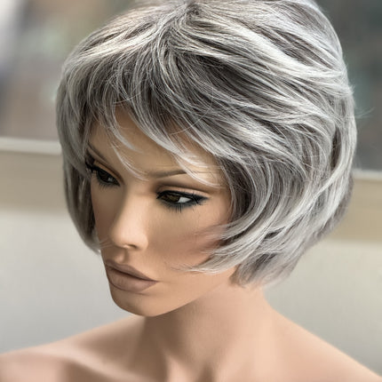 Tillstyle grey layered wig /with pale white ends /short pixy  wig