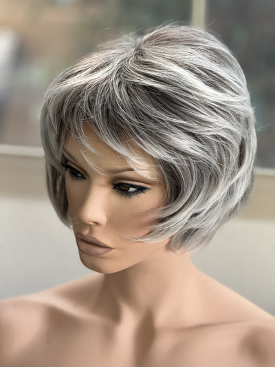 Tillstyle grey layered wig /with pale white ends /short pixy  wig