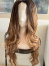 Tillstyle long ombre honey blonde wavy wig for women 26 inch middle part curly wavy wig