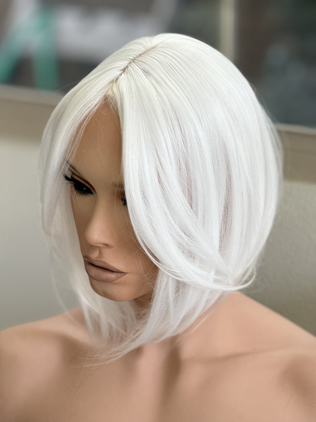 Till style  pure white hair toppers for women real part /clip in hair topper