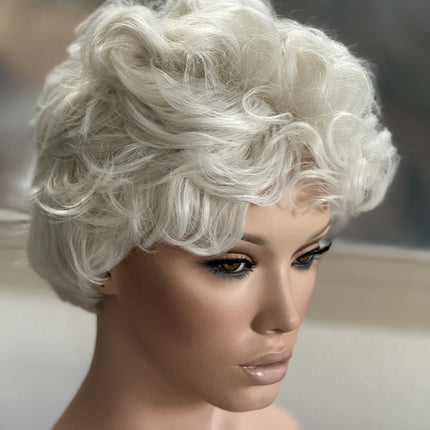 Tillstyle  pale white curly wig /short wig