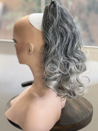Tillstyle  grey salt and pepper clip in ponytail clip in pony tail