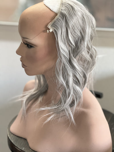 Till style grey loose body wave invisible wire hair extensions