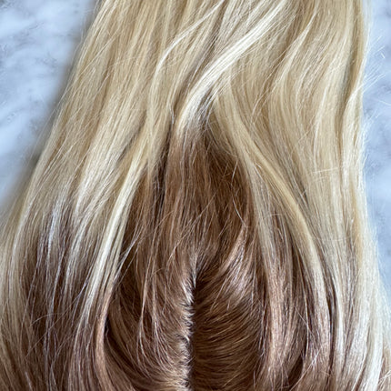 Tillstyle light blonde with dark roots hair toppers hair toppers/mono mesh base