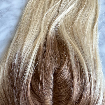 Tillstyle light blonde with dark roots hair toppers hair toppers/mono mesh base