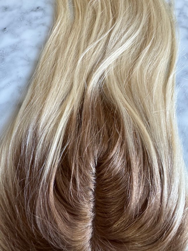 Tillstyle light blonde with dark roots hair toppers hair toppers/mono mesh base