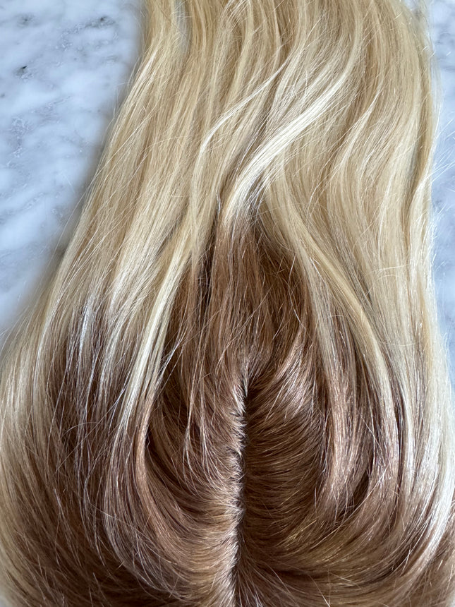 Tillstyle light blonde with dark roots hair toppers hair toppers/mono mesh base