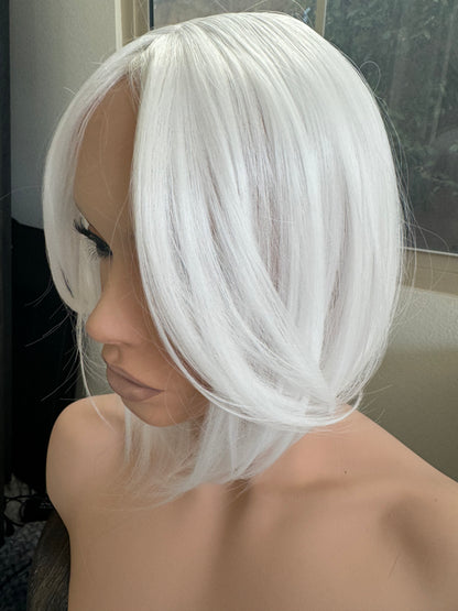 Till style  pure white hair toppers for women real part /clip in hair topper