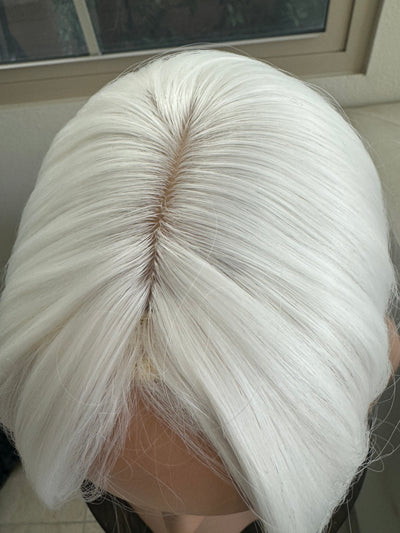 Till style  pure white hair toppers for women real part /clip in hair topper