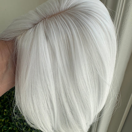 Till style  pure white hair toppers for women real part /clip in topper