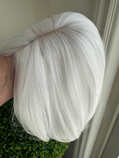 Till style  pure white hair toppers for women real part /clip in topper