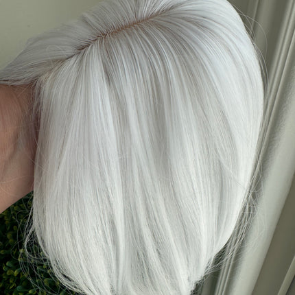 Till style  pure white hair toppers for women real part /clip in topper