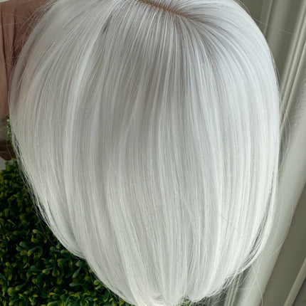 Till style  pure white hair toppers for women real part /clip in topper