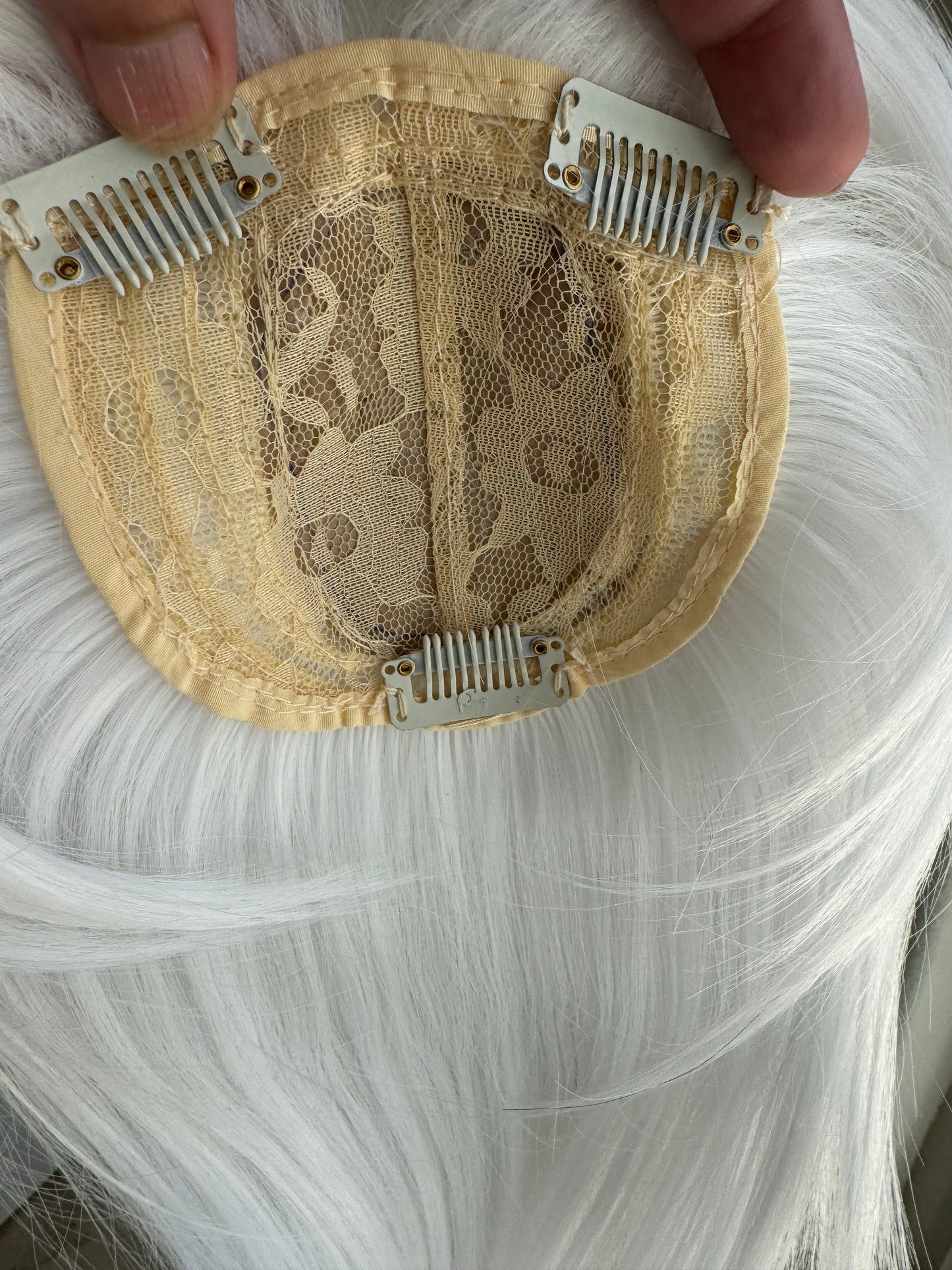 Till style  pure white hair toppers for women real part /clip in topper