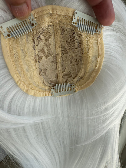 Till style  pure white hair toppers for women real part /clip in topper