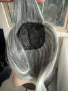 Till style  grey hair toppers for women with butterfly bangs Salt and Pepper