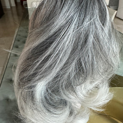 Tillstyle light silver grey salt and pepper clip in ponytail