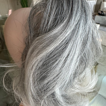 Tillstyle light silver grey salt and pepper clip in ponytail